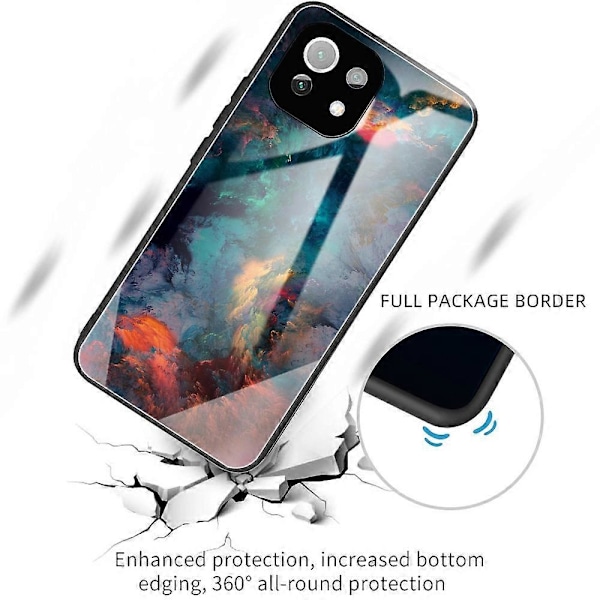 Mönstertryckt Härdat Glas+TPU Skydd Hybrid Skal Fodral för Xiaomi Mi 11 Lite