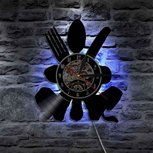 Musik Vinylskiva Väggklocka -bestick Led Light Väggklocka -vinylklocka -vardagsrum Väggdekor - Unika presenter till musikälskare