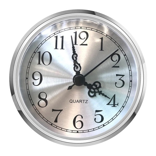 90mm Quartz Clock Insert Arabiska siffror Batteridrivna reparationsdelar Silver