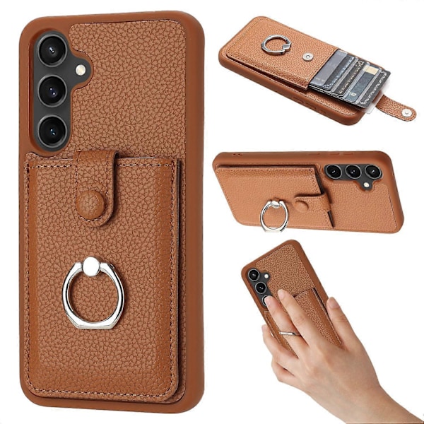 Samsung Galaxy A55 5G -kotelo, korttipaikat, nahkainen takakansi ja rengaspidike Multicolor Style B