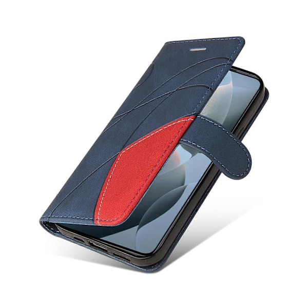KT Læder Serie-1 Til Xiaomi 14T Læder Etui Farvesplejsning Telefon Cover Wallet Stand Multicolor Style B