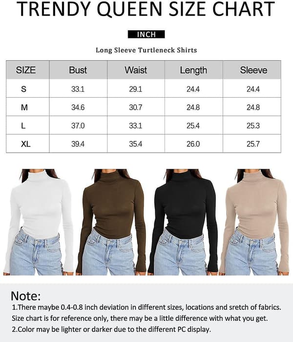 Dame Turtleneck Langermet Skjorte Høst Mote Basic Lagdeling Slim Fit Myk Termisk Undertøy Topper Grey Medium