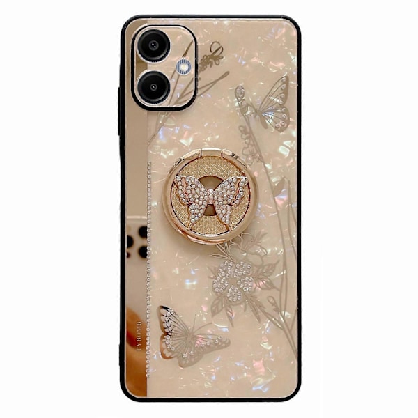 Skal för Samsung Galaxy A06 Strassdekoration Ställ TPU+PC Fjäril Blommigt Telefonskal Multicolor Style A