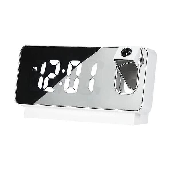 Led Mirror Projektion Väckarklocka Termometer Digital Snooze Roterad Display USB Hög kvalitet