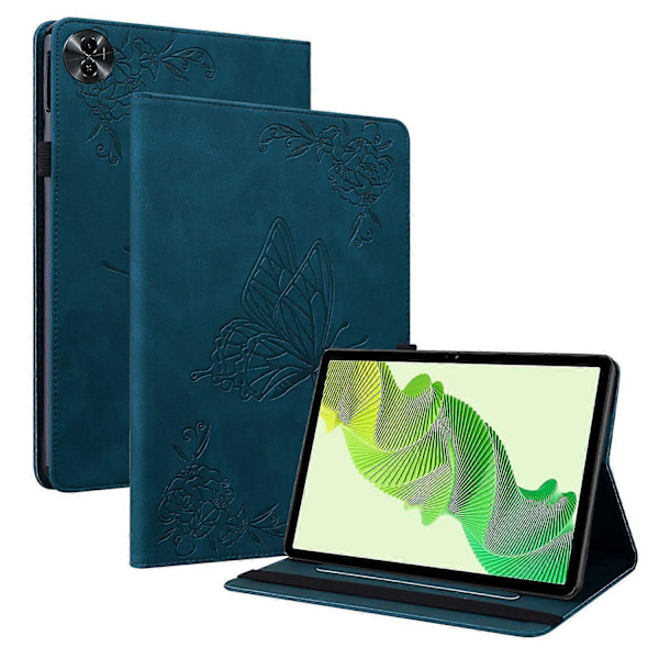 Tablet Cover til Realme Pad 2 PU Læder Cover Sommerfugl Blomst Præget Kortholder Shell Multicolor Style B