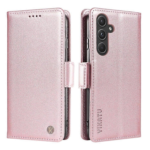 YIKATU YK-003 Læder Wallet Case med Magnetisk Lukning til Samsung Galaxy A55 5G Multicolor Rose Gold