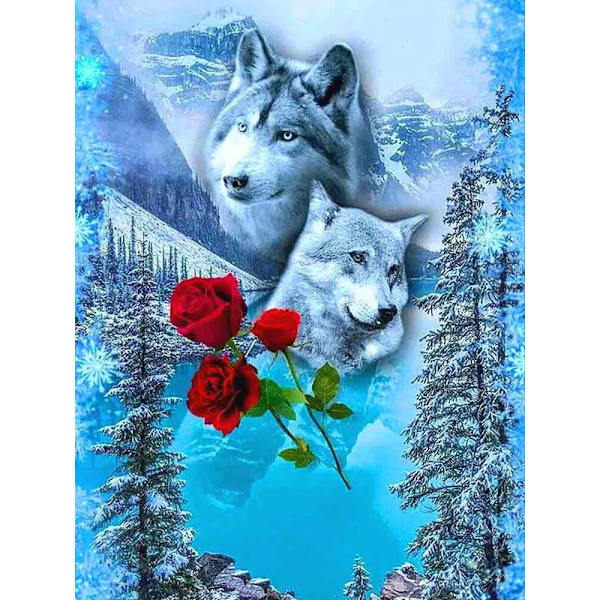 Nya 30x40cm vuxet barn 5D DIY set - Wolf 3#, fu