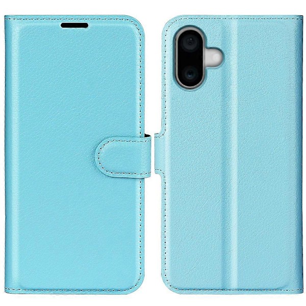 Læder telefoncover med pung og litchi-tekstur til iPhone 16 Multicolor Style E