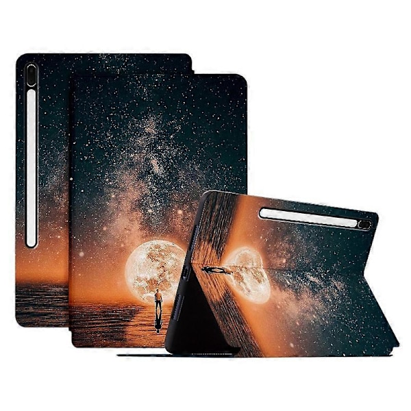 Til Samsung Galaxy Tab S7 FE/Tab S7+/Tab S8+ Etui Mønsterprint PU Læder Flip Cover med Støttefod Multicolor Style F
