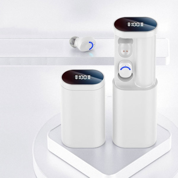 Bluetooth Hörlurar C1 Trådlös Binaural Bluetooth Headset Power Display Ultralång Standby Power Bank White