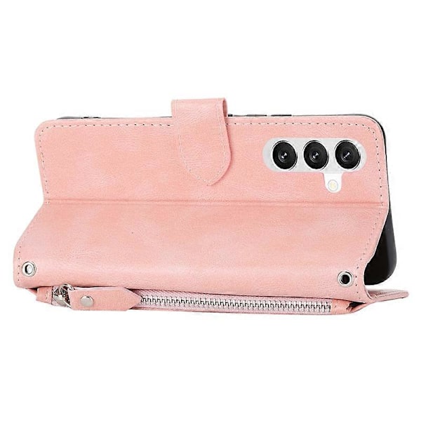 Til Samsung Galaxy S23 FE Etui Lynlås Pung PU Læder Støtteben Mobiltelefon Cover med 2 Stropper Multicolor Style C