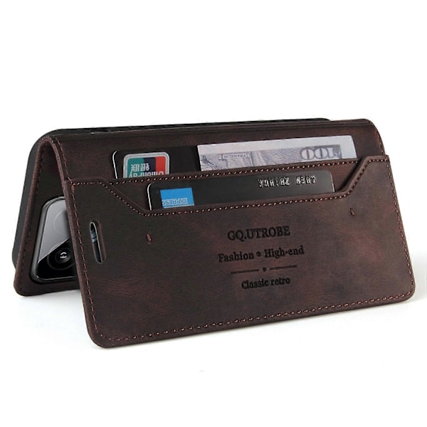 GQ.UTROBE 008 Serie Til Xiaomi 14 Etui RFID Blokerende PU Læder+TPU Flip Cover Multicolor Style D