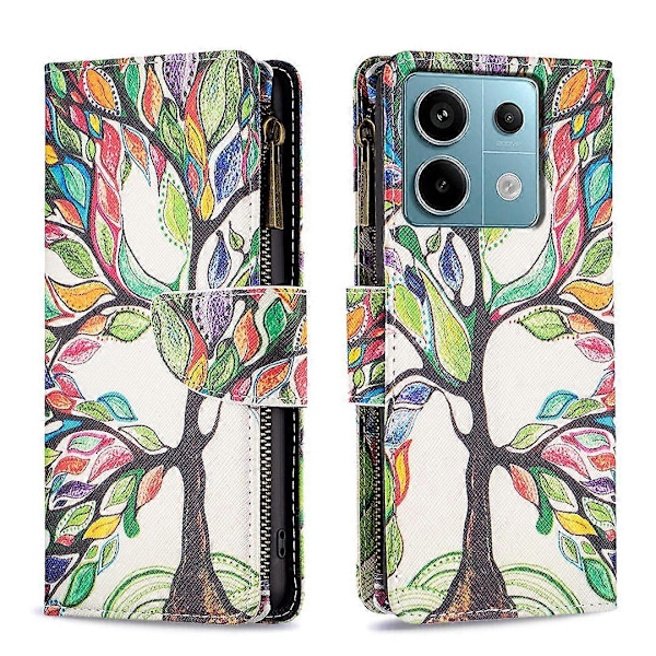BF03 Lynlåspung i PU-læder med mønstertryk til Xiaomi Redmi Note 13 Pro 5G/Poco X6 5G Multicolor Life Tree