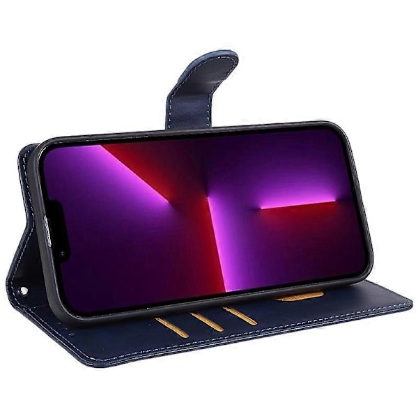 Kalvtextur PU Läder Plånboksfodral med Ställ för iPhone 13 Pro Max Multicolor Style G