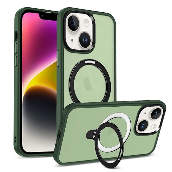 För iPhone 13/14 6.1 tum Kompatibelt med MagSafe Mobilskal PC+TPU Ring Ställ Skyddande Fodral Multicolor Style D