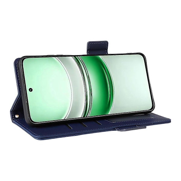 Telefoncover til Realme 14x 5G/ V70 5G/ V70s 5G Litchi Tekstur PU Læder Wallet Cover med Håndledsrem Multicolor Dark Blue