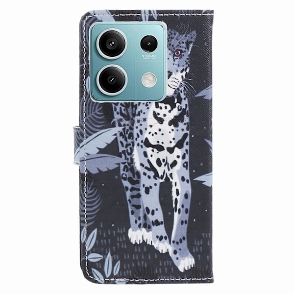 För Xiaomi Redmi Note 13 Pro 5G/Poco X6 5G Mobilskal 3D Mönster Läder Plånboksfodral Multicolor Leopard