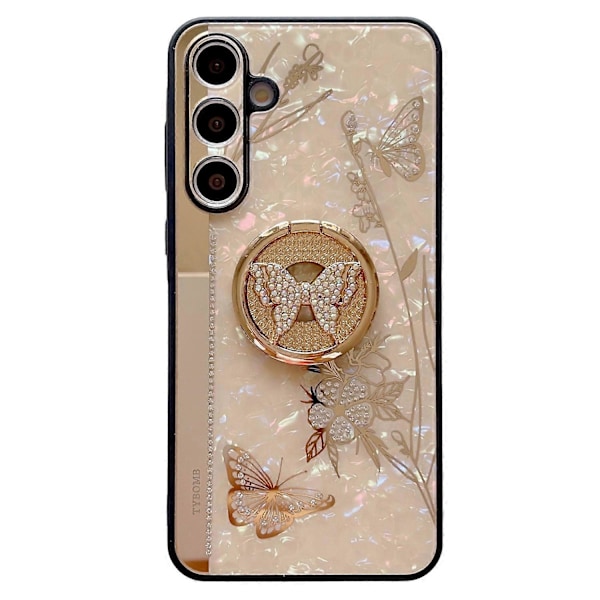 Skal för Samsung Galaxy A35 5G, strassdekoration, stativ, TPU+PC, fjäril, blommigt telefonskal Multicolor Style B