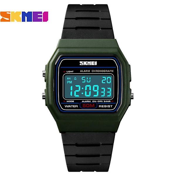 SKMEI 1412 Män Analog Digital Watch Mode Casual Armbandsur Tid Display Alarm 5ATM Army green