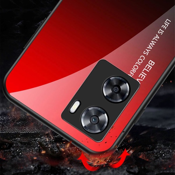 För Oppo A57s 4G/A57 4G Gradient Härdat Glas Skal, PC+TPU Stötsäkert Skydd