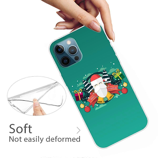 Deksel til iPhone 16 Pro Max med Julemønster, Myk TPU Telefondeksel - God Jul Multicolor Santa and Bell
