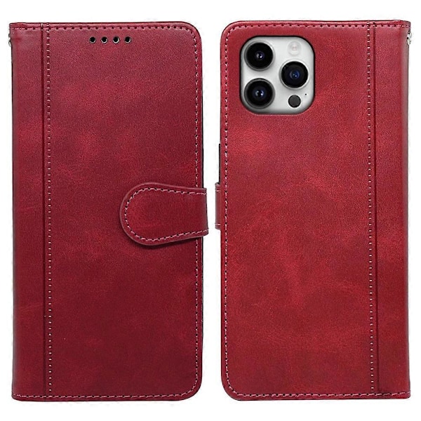 Kalveskinds tekstur læder etui med stativ i bogstil til iPhone 16 Pro Max Multicolor Style B
