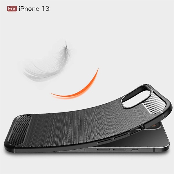 Modeborstat flexibelt mjukt TPU anti-repskyddsfodral i kolfiber för iPhone 13 6,1 tum