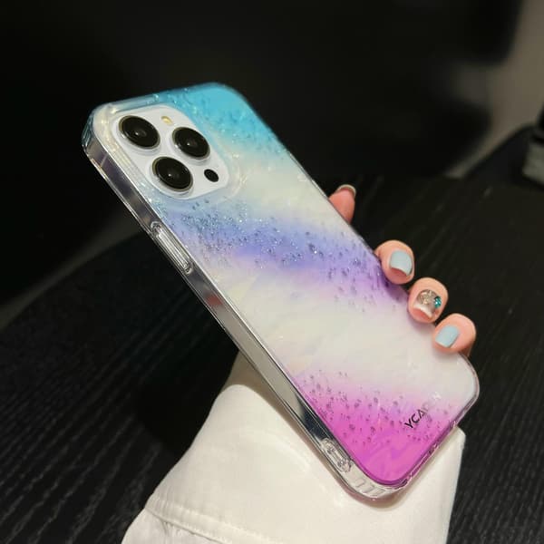 För Iphone 14 Pro Gradient Phone case Glitter Tpu Shell Grain Cover Blue Purple