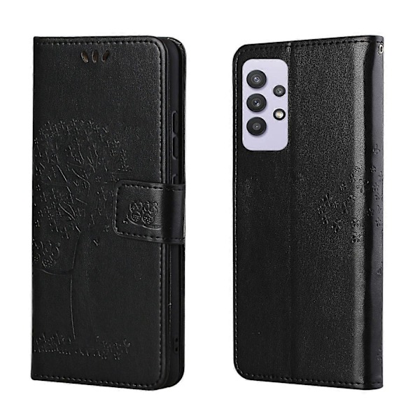 Ugle Mønster Tryk Design Læder Wallet Telefon Cover til Samsung Galaxy A32 4G (EU Version) Multicolor Style C