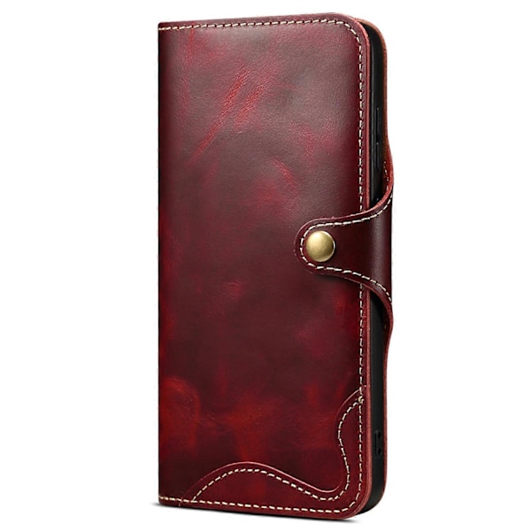 För Samsung Galaxy S24 Fodral Spänne Äkta Läder+TPU Plånboksfodral Multicolor Wine Red