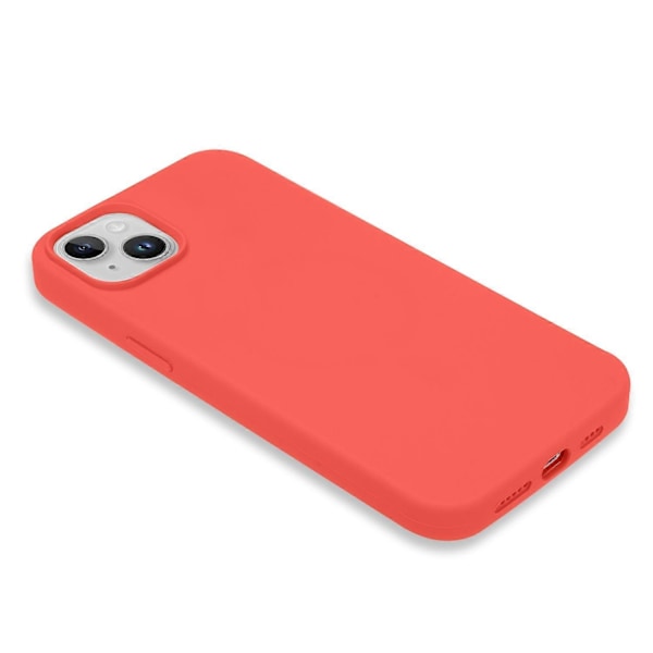 För iPhone 14 Plus Silkeslen Mjuk Touch Flytande Silikon Skal Fiberfoder Fallskydd Mobilskal Multicolor Style G