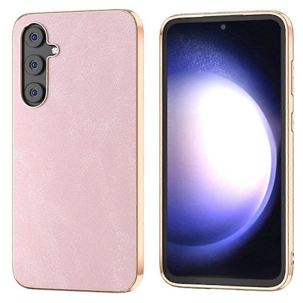 Til Samsung Galaxy S23 FE Telefoncover med tekstur af okselæder PU læderbelagt PC+TPU galvaniseret cover Multicolor Style C