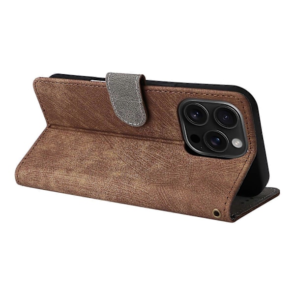 Pung etui til iPhone 16 Pro Max med RFID-blokering, PU læder cover med stativ Multicolor Style D