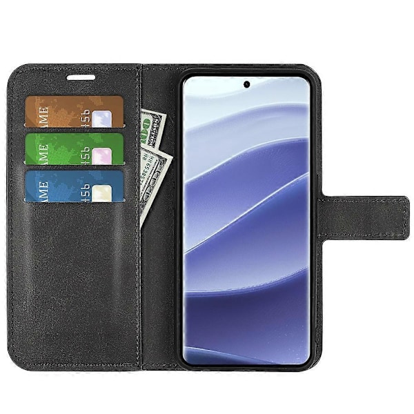 Til Xiaomi Redmi Note 14 Pro 5G Stand Case Anti-Scratch Kalvetekstur Læder Telefon Cover Multicolor Style B