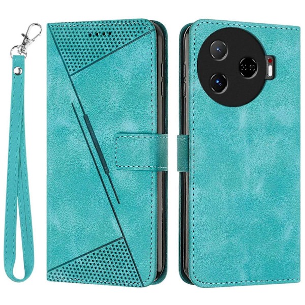 TECNO Camon 30 Pro 5G -puhelimen kolmiokuvioitu nahkainen suojakotelo jalustalla Multicolor Style C