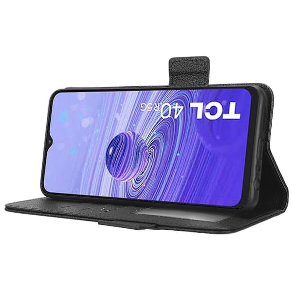 Læder Smartphone Etui til TCL 40R 5G, Dobbelt Magnetisk Lås Flip Wallet Stand Telefon Cover Multicolor Style B