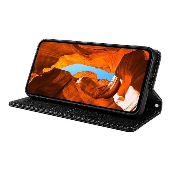 Til Samsung Galaxy A26 5G Etui Magnetisk Litchi Tekstur Tegnebog Læder Telefon Cover med Håndledsrem Multicolor Flesh Color