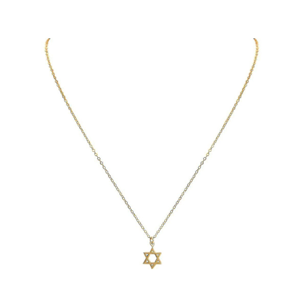 Halsband Davidsstjärna, Guldpläterat Silver 13mm