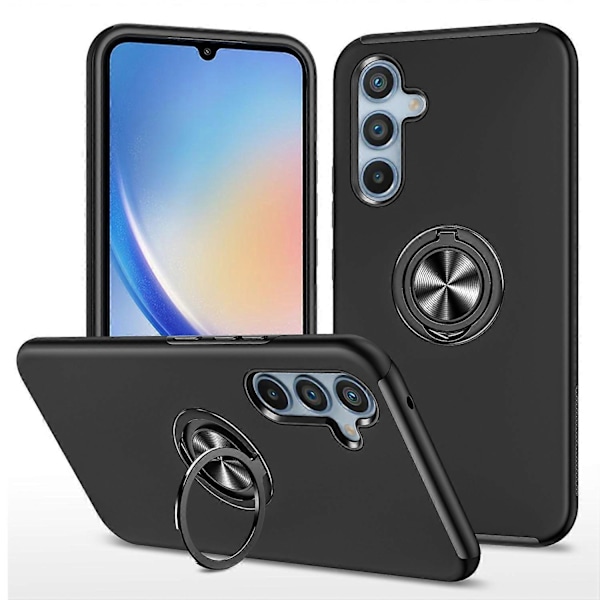 För Samsung Galaxy A34 5G Roterande Ring Ställ Mobilskal PC+TPU Anti-fall Baksida Multicolor Style A