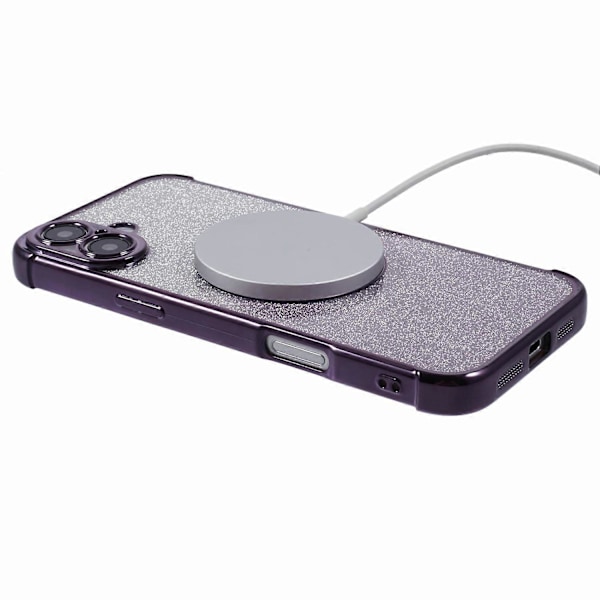 iPhone 16 Plus -kotelo, yhteensopiva MagSafe-sähköpinnoituksen kanssa TPU Gradient Glitter -puhelinkuori Multicolor Style D