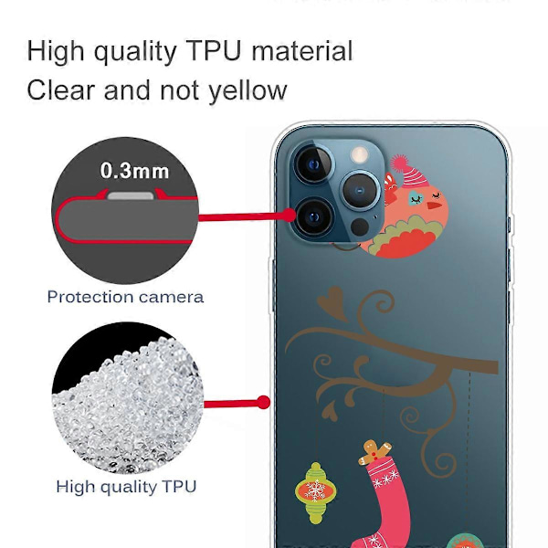 Til iPhone 16 Pro Max Cover Julemønster Print Blød TPU Telefon Cover - Sokker og Gaver Multicolor Branch