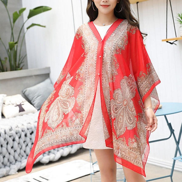 Sjal Scarf Beach Cover Up RÖD Red