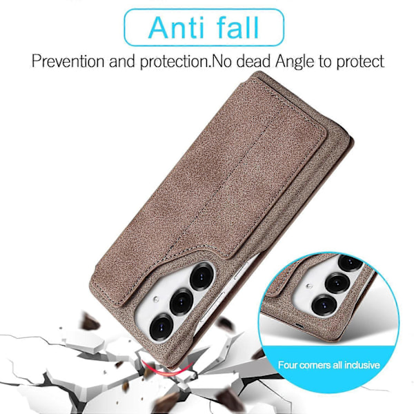 LC.IMEEKE Samsung Galaxy S25+ -kotelo korttipidikkeellä, jalustalla ja nahkakannella Multicolor Coffee