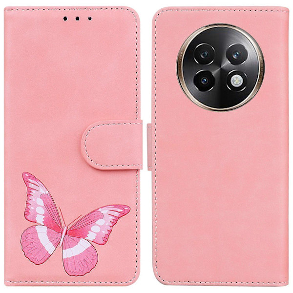 Til Realme 13+ 5G Stand Case PU Læder Telefon Cover Sommerfugl Trykt Multicolor Style C