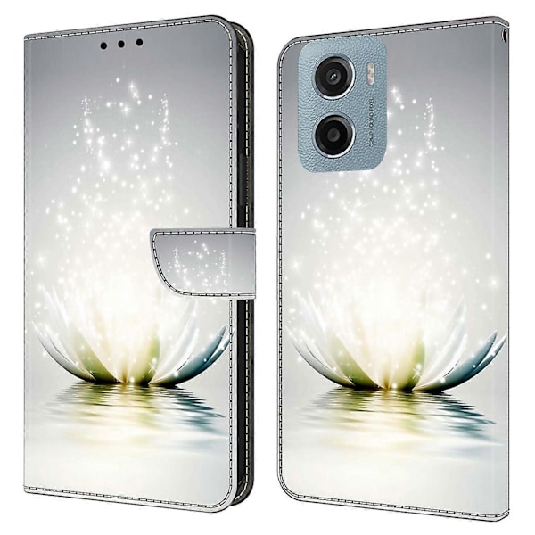 Motorola Moto E15 4G -kotelo, 3D-kuvioitu PU-nahkainen lompakkokotelo jalustalla Multicolor Lotus