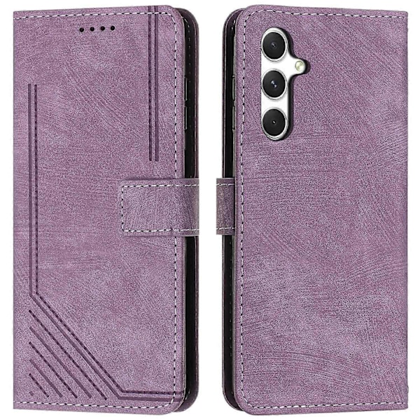 Til Samsung Galaxy A36 5G Etui Prægede Linjer Læder Telefon Cover Foldbart Stativ Multicolor Style F