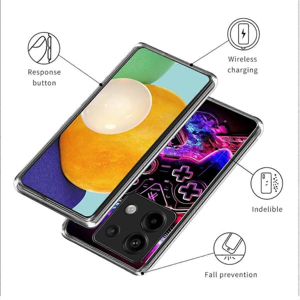 Deksel til Xiaomi Redmi Note 13 Pro 5G/Poco X6 5G IMD Mønstertrykt Støtsikkert TPU Telefondeksel Multicolor Game Controller
