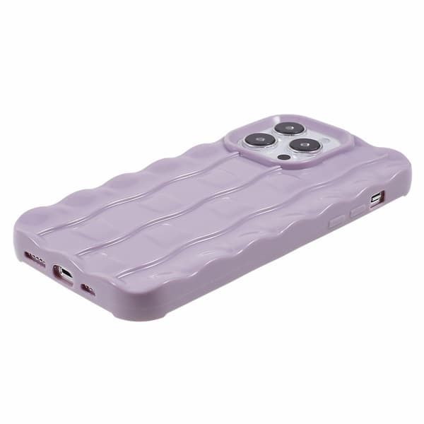 För Iphone 14 Pro 3d Stripes Pattern Phone case Flexibelt Tpu Stötsäkert cover Purple