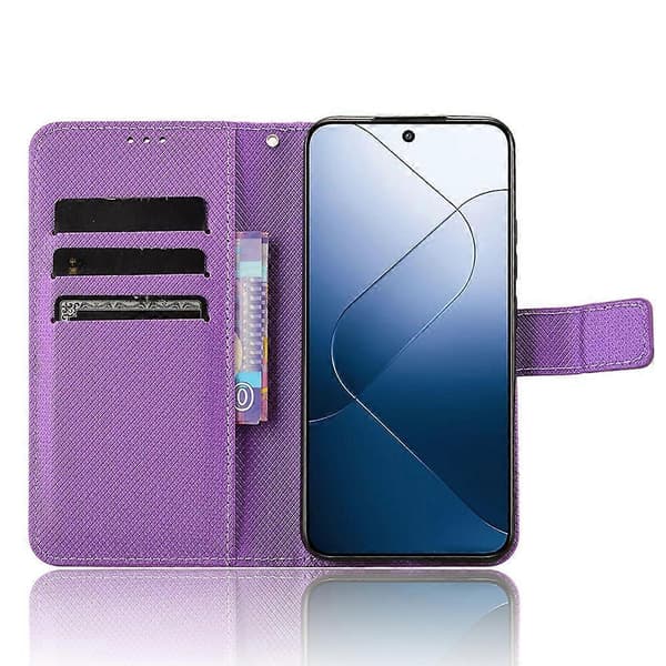 Til Xiaomi 14 Etui Diamanttekstur Lædercover med Pung Stand Multicolor Style E