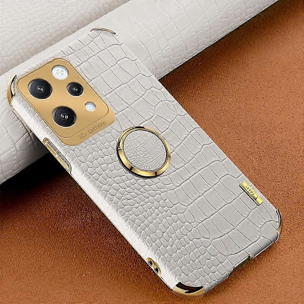 Xiaomi Redmi 12 4G -kotelo, krokotiilinnahkajäljitelmä, sormuspidike, nahka+TPU-puhelinkuori Multicolor Style B